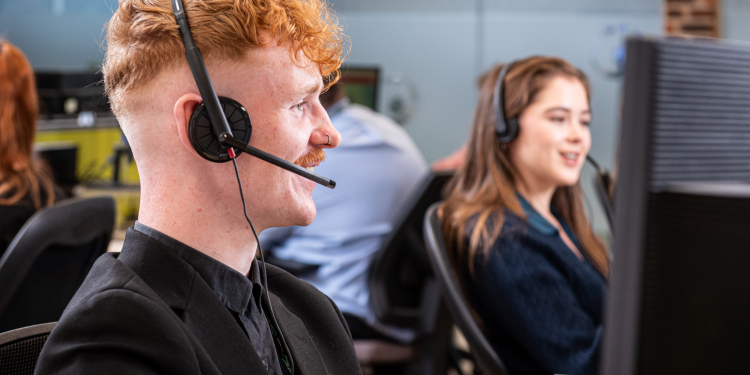 A member of Dawleys contact centre team speaking with a customer on the phone