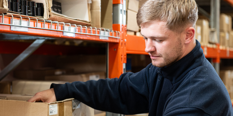 A member of the Dawleys team working within their eCommerce fulfilment warehouse