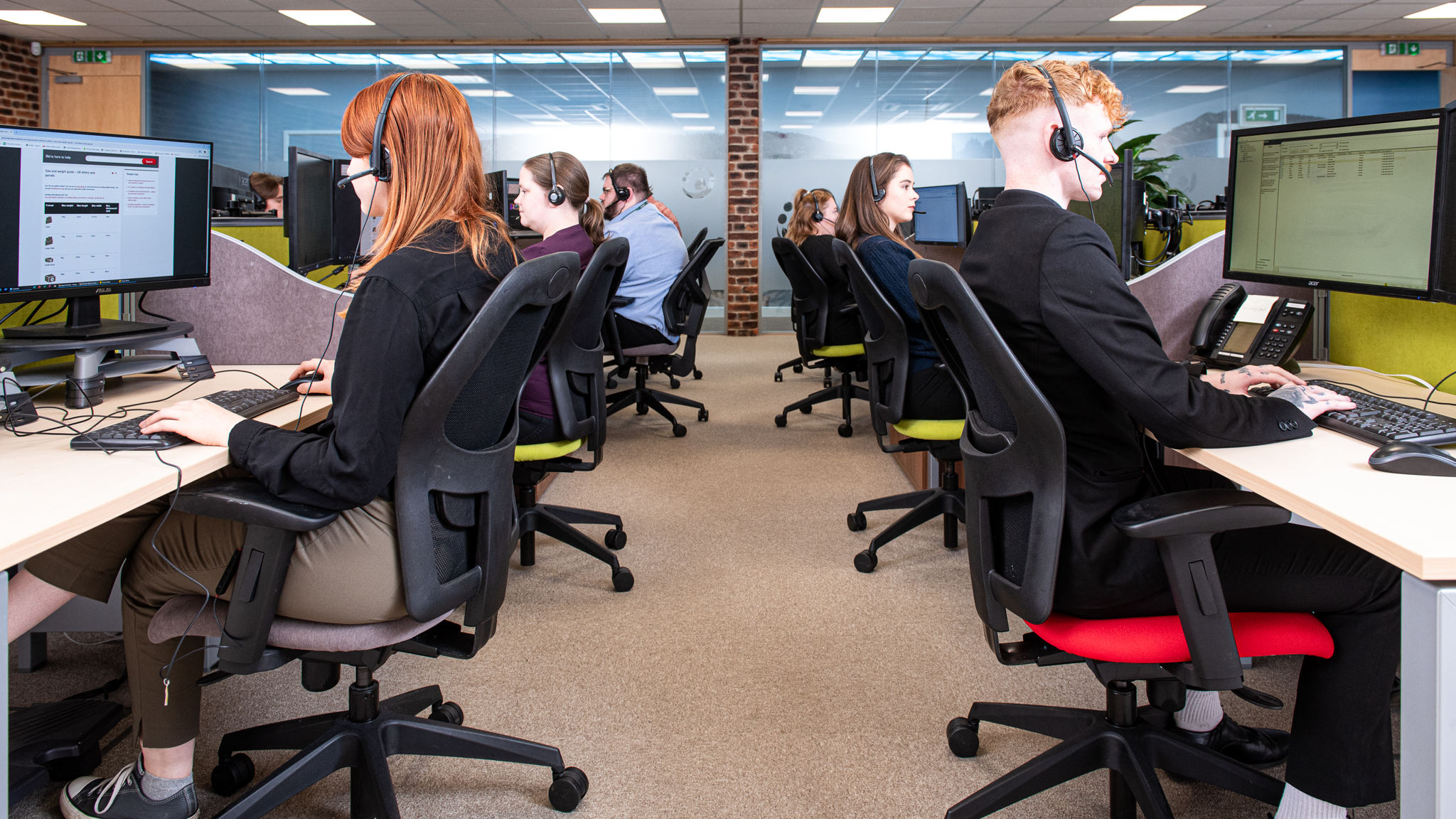 Our contact centre team working at Dawleys head office